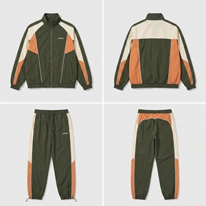 Custom Logo Winter Casual Vintage Solid <b>Fleece</b> Tracksuit Men Navy <b>Orange</b> Spandex/Cotton Track Jacket Pants 2 Piece Set Wholesale - Product Image 5