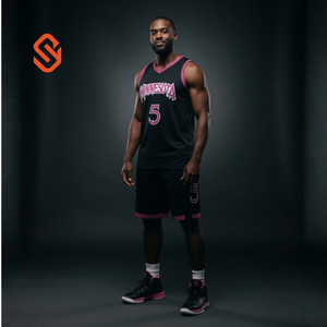 Conjunto de camiseta de baloncesto de malla con ojales para hombre, uniforme deportivo sin mangas, conjunto de pantalones cortos para uso en partidos de equipo - Product Image 1