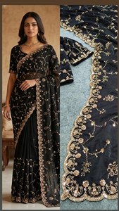 Presentamos la colección de sarees festivos más hermosa y novedosa con cuentas y adornos Dana. - Product Image 4