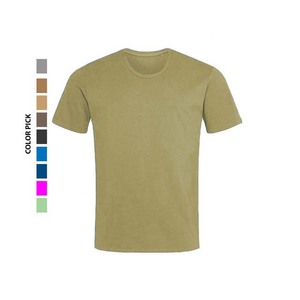 เสื้อยืดคอกลมแขนสั้นผ้าฝ้ายสีพื้นสำหรับผู้ชาย สีเขียว - Product Image 5
