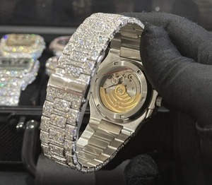 Relojes de Lujo con Diseño Hip Hop de Plata de Ley 925 y Moissanita, Relojes de Cuarzo Analógicos para Hombre - Product Image 3
