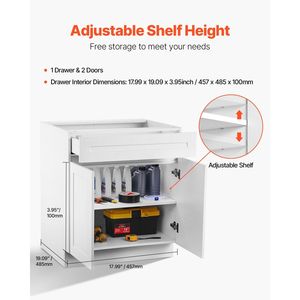 Mobile Base Bianco Shaker da 36 Pollici Non Assemblato con Cassetto, 24 Pollici L x 34,5 Pollici H x 34,5 Pollici P, Mobili da Cucina Pronti per l'Assemblaggio - Product Image 5