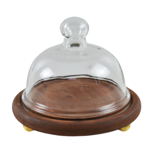 Support à gâteau rond en bois et verre, idéal pour les mariages, les anniversaires et les fêtes, vaisselle et assiettes de présentation - Product Image 1