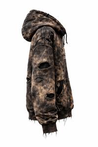 Sweat à capuche personnalisé vintage délavé, déchiré et imprimé, style streetwear Harajuku - Product Image 5