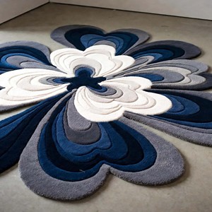Tapis en laine tufté à la main, luxe moderne, tapis de style royal bleu harmonieux, tapis design impérial pour chambre à coucher, décoration intérieure. - Product Image 3