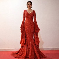 Robe longue élégante chrétienne grande taille avec soutien-gorge intégré, couleur personnalisable, modeste, broderie appliquée de sequins, col en V, manches longues
