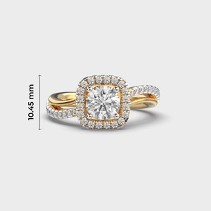 Bague de fiançailles en or blanc avec diamant rond taille brillant, sertissage pavé, bijoux fins classiques pour femme - Product Image 5