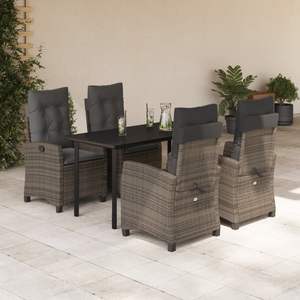 Conjunto de Comedor de Jardín de Ratán PE Gris con Reposabrazos Ajustables y Características Estándar - Product Image 1