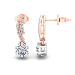 Pendientes Minimalistas de Oro Sólido de 10k, 14k, 18k con Diamantes Cultivados en Laboratorio de Corte Redondo para Regalo, Fiesta y Aniversario - Product Image 2