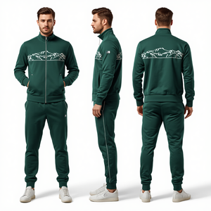 Chándal Moderno para Hombre con Cierre Completo, Detalles Bordados de Montaña y Diseño de Moda de Estilo Elevado - Product Image 4