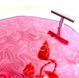 <b>Red</b> Epoxy Resin Swirl Tray with Handles – Handmade Decorative Serving Tray By Perfect Enterprises - Product Image 6