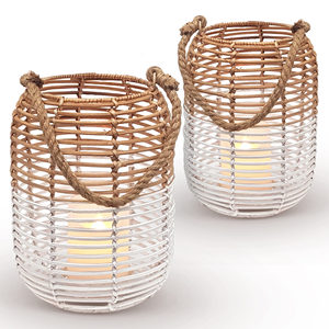 White rattan lanterns hot choice decor pieces for weddings <b>cheap</b> cost handcrafted <b>candle</b> lantern - Product Image 1