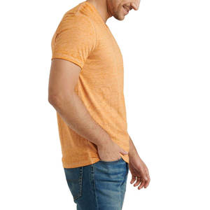 Camiseta de Cuello en V para Hombre con Logotipo Personalizado al por Mayor, 100% Algodón, Cuello Redondo, Corte Holgado, Servicio OEM Personalizado, Camiseta de Cuello en V de Color Sólido - Product Image 3