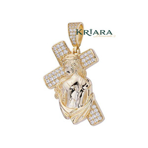 Pendentif Croix Chrétienne en Argent 925 avec Moissanite, Charme Religieux Unisexe pour Usage Quotidien, Style Hip Hop, Plaqué Or 14K et 18K - Product Image 2
