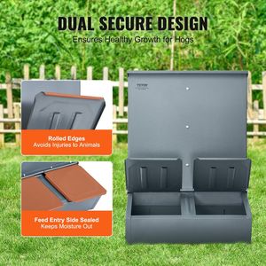 Comedero de Acero Reforzado para Cerdos, Capacidad de 3.7 Bushels, Doble Puerta, Comedero Multiusos para Lechones, Comedero para Animales - Product Image 4