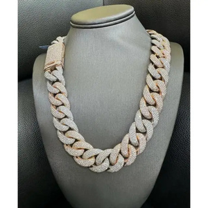 Moissanite Cuban Link <b>Chain</b> 22mm Gold Plated <b>Silver</b> Fire Shine Iced Out Trendy for Men Women - Product Image 5