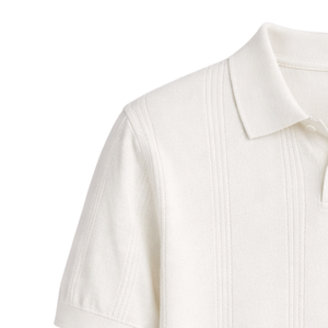 Polo tricoté pour homme Tony, manches courtes, coton premium texturé, coupe ajustée, décontracté, élégant, pour l'été, respirant, vente en gros - Product Image 2