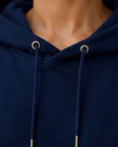เสื้อฮู้ดโอเวอร์ไซส์สีน้ำเงินกรมท่าสำหรับผู้หญิง พิมพ์ลายกราฟิกเรขาคณิต ผ้าฝ้ายฟลีซ แขนยาว สไตล์ลำลอง สตรีทแวร์ - Product Image 5