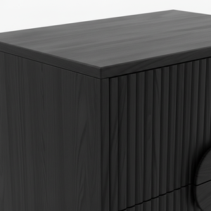 Table basse moderne et durable avec 2 tiroirs, en bois d'hévéa, MDF, placage de chêne, poignée en bois, marque PKP, garantie 1 an - Product Image 6