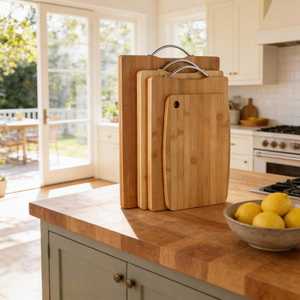 Planche à découper en bambou avec poignée, grande planche à découper rectangulaire pour la cuisine - Product Image 4