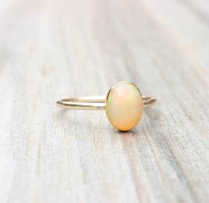 Ethiopian Opal Ring 925 Sterling Silver 14k Gold Plated Oval <b>Stacking</b> Ring Minimalist Women Jewelry Wholesale Supplier - Product Image 3
