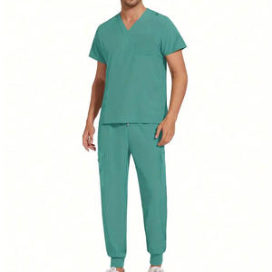 Custom Logo Cotton Medical <b>Scrub</b> Suit Unisex Hospital Uniform Anti-Bacterial Breathable Nursing <b>Scrubs</b> <b>Set</b> - Product Image 2