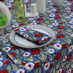 Floral Printed Cotton <b>Tablecloth</b> Blue Red White Outdoor Dining Decor Pastoral Style Washable <b>Rectangle</b> Cover Dining Table Decor - Product Image 3