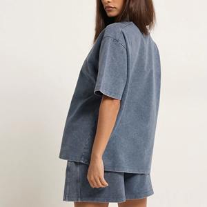 Conjunto de Ropa Formal para Mujer con Bloques de Color y Logotipo Personalizado, Camiseta de Manga Larga con Botones, Conjunto de 2 Piezas de Verano con Pantalones Cortos, 100% Algodón - Product Image 4