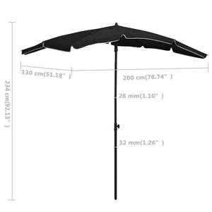 Parasol de jardin pliable 78,7 x 51,2 pouces en polyester noir avec base - Product Image 6