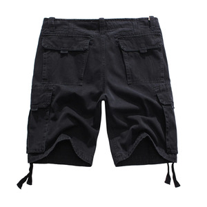 New Style Streetwear Hip Hop Straight Mid Embroidery Cargo <b>Denim</b> <b>Shorts</b> <b>Black</b> Men's Multi Pocket Breathable Summer Casual Trend - Product Image 2