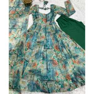 Hermoso Vestido Anarkali Talla XS con Pantalón y Dupatta para Fiestas - Product Image 2