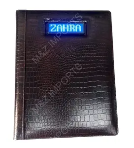 Personalized Led light logo Leather Restaurant Menu Covers and beverage drinks folder customize color and logo