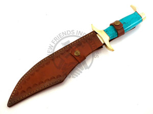 Nouveau couteau à lame fixe personnalisable en acier J2, couteau Bowie de collection, couteau de chasse, couteau de survie avec manche en pierre verte et étui - Product Image 6