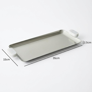 Bandeja Rectangular de Metal Plateada de Lujo para Servir Dátiles, Dulces y Otros Alimentos, Colección Ramadán, con Asas - Product Image 5