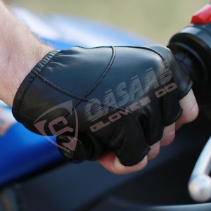 Guantes de Motociclismo y Ciclismo de Cuero Negro Transpirables y Protectores para Deportes de Gimnasio y Conducción, Medios Dedos, para Hombre y Mujer - Product Image 5