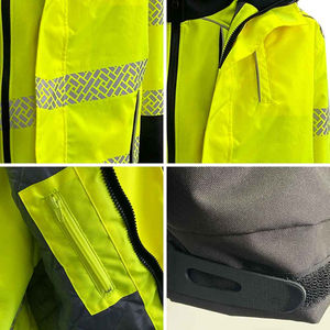 Gilet de sécurité d'hiver personnalisé en tissu de soie imperméable, classe 2 ANSI, haute visibilité, rose, avec logo personnalisé - Product Image 2