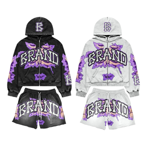Conjunto Deportivo de Sudadera con Cierre y Pantalones Cortos Purple Flame - Product Image 6