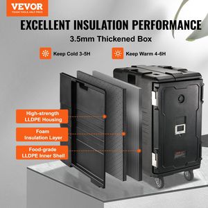 Contenitore Termico per Alimenti da 109 Qt con Doppia Chiusura a Fibbia, Caricamento Frontale, Scatola Calda per Catering, Carrello Portaoggetti in LLDPE con Cerniera per Mantenere il Calore degli Alimenti - Product Image 3