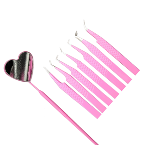 Juego de Pinzas para Pestañas de Acero Inoxidable de 8 Piezas en Rosa Intenso, Herramientas de Belleza de Alta Calidad para una Aplicación Precisa de Extensiones de Pestañas - Product Image 1