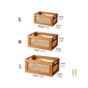 BEST WHOLESALE Custom Brown Solid Wood and Natural Rattan Cane Storage <b>Basket</b> Handmade Decorative Organizer Box for Living Room - Product Image 6