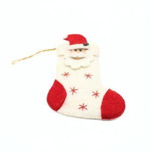 Calcetín Navideño Ecológico de Fieltro con Detalles Cosidos a Mano, Diseño Artesanal de Santa Claus - Product Image 5