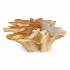 Natural Solid Teak <b>Root</b> <b>Coffee</b> <b>Table</b> Tempered Glass Top Natural Tree Stump Base Luxury Rustic Living Room Furniture - Product Image 3
