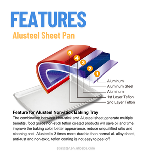 Sartén de hoja cuadrada de aluminio Alusteel 60x40cm Bandeja para hornear mejor calificada con revestimiento anodizado para uso en panadería Horno Seguro Pequeño MOQ - Product Image 4