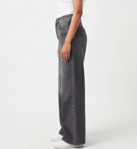Pantalon en jean taille haute délavé coupe large pour femme, longueur intégrale, style décontracté, pyjama, style américain - Product Image 5