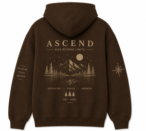 Sweat à capuche marron avec une belle broderie couleur crème, sweat à capuche pour homme 100% coton, molleton brossé, sweats à capuche élégants pour homme - Product Image 3