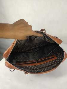 Brown Genuine Leather Laptop Briefcase Large Capacity Waterproof <b>Computer</b> <b>Bag</b> Adjustable Strap Business Travel Office - Product Image 4