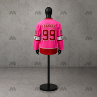 Jersey Hoki Es Poliester Jahitan Atas Cetak Baru Unisex Seragam Tim Pakaian Olahraga Bernapas Logo Tim Kustom Lengan Jala