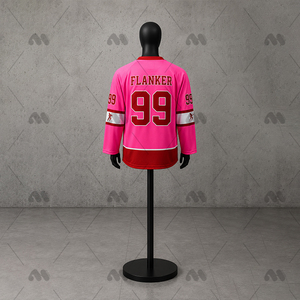 Nouveau maillot de hockey sur glace en polyester imprimé et surpiqué, uniforme d'équipe unisexe, vêtements de sport respirants, logo d'équipe personnalisé, manches en mesh - Product Image 2