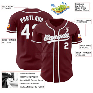 Camiseta de Béisbol Personalizada con Nombre del Jugador, Color Granate con Ribete Blanco, Cierre de Botones, Manga Corta, Poliéster, Corte Regular, Unisex, Todas las Temporadas, Secado Rápido - Product Image 2