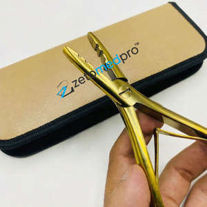 Pince à plasma dorée multifonctionnelle professionnelle en acier inoxydable avec micro-boucle, kit d'outils de pose d'extensions capillaires en gros - Product Image 2